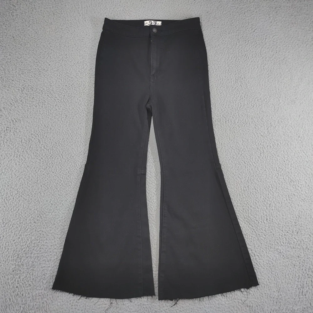 Free People We The Free Bell Bottom Jeans 27 Charcoal Flare Zip Fly Hand Cut